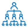 Icono de una web de empleo con una lupa encima
